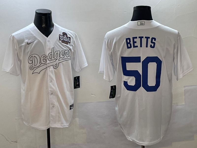 Men Los Angeles Dodgers #50 Betts White Fashion Edition Game 2025 Nike MLB Jersey style 5->los angeles dodgers->MLB Jersey